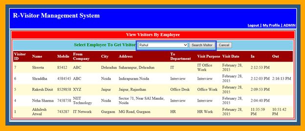 Search visitor Button